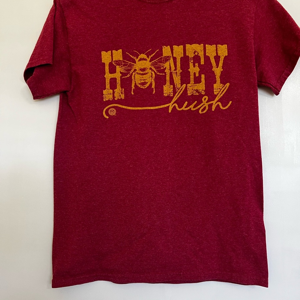 Red Graphic Tee with Honey Bee Design